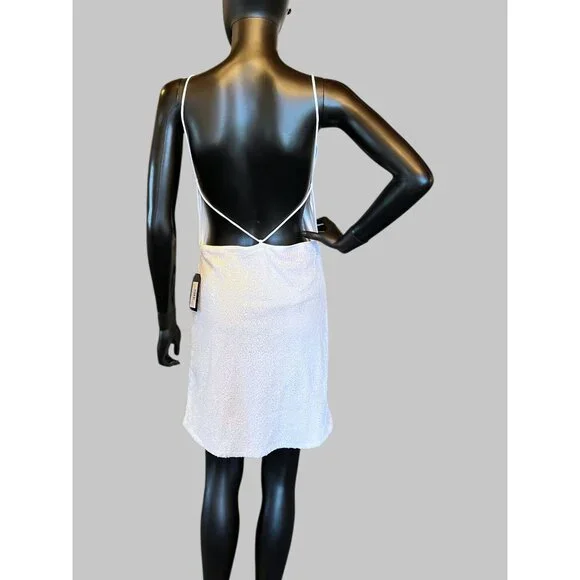 NWT White Sequin Short Open Back Cocktail Dress - YYA - Picture 3 of 4